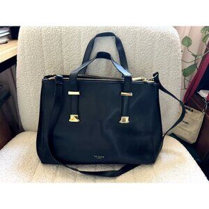 TED BAKER Black Leather Tote Crossbody Shoulder Bag 9 x 13